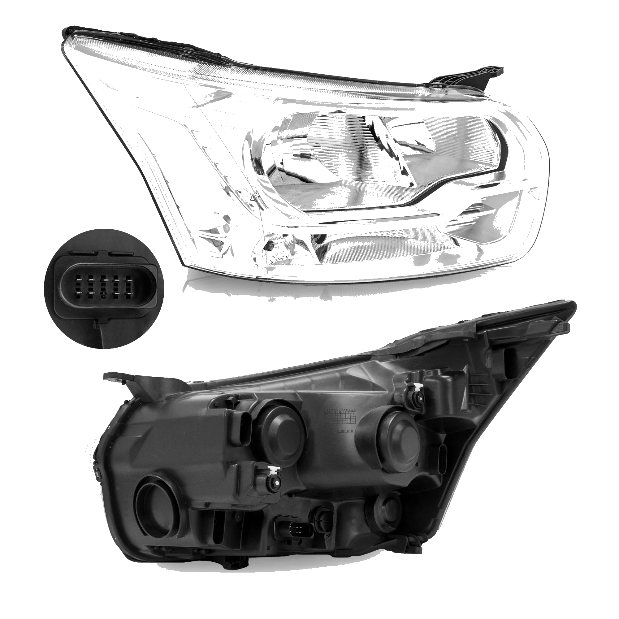 Faro Derecho Ford transit van 2014–2017 Fondo Cromado