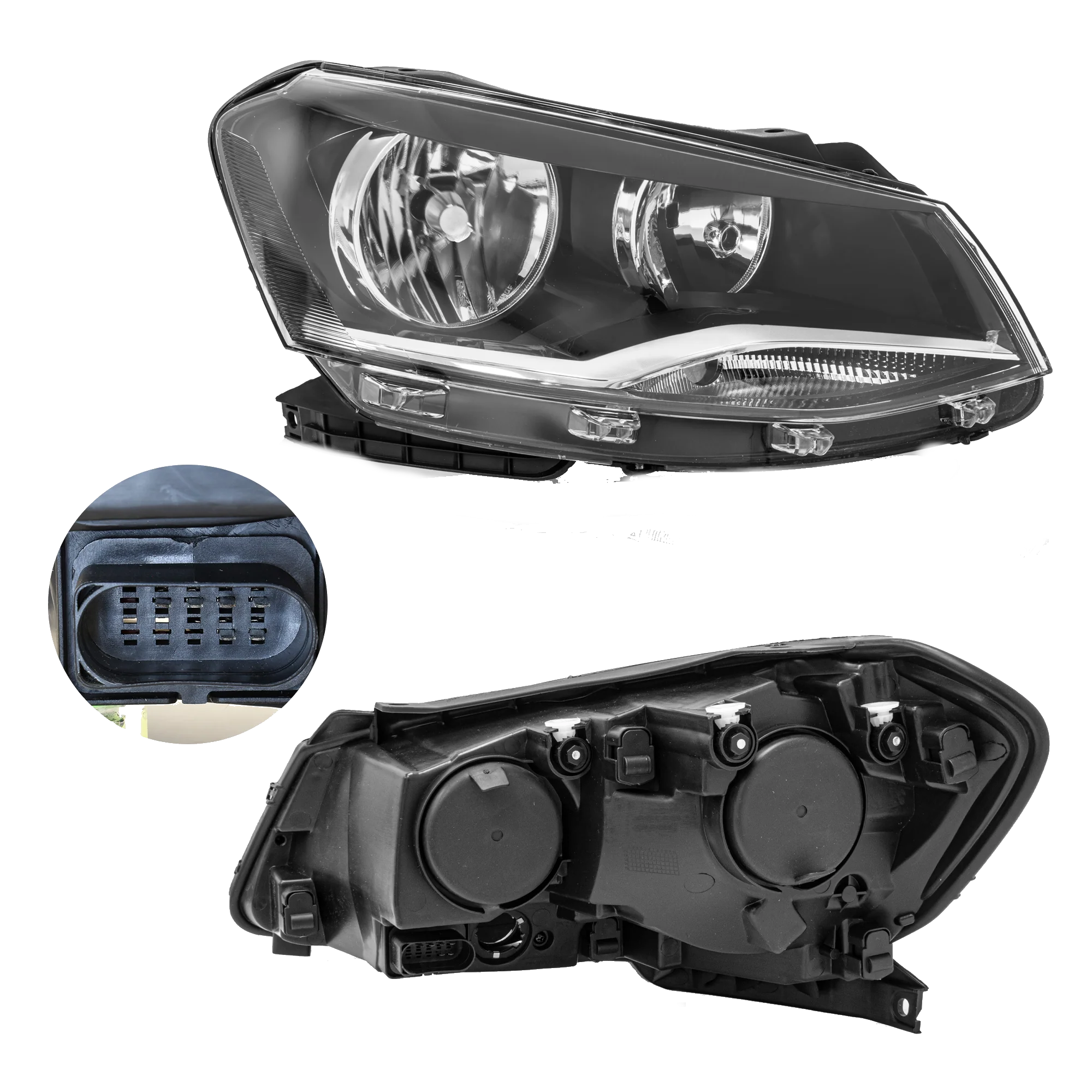 Faro Derecho Volkswagen Gol 2013–2018 /Saveiro 2013–2016 Filo Cromado Para 2 Focos