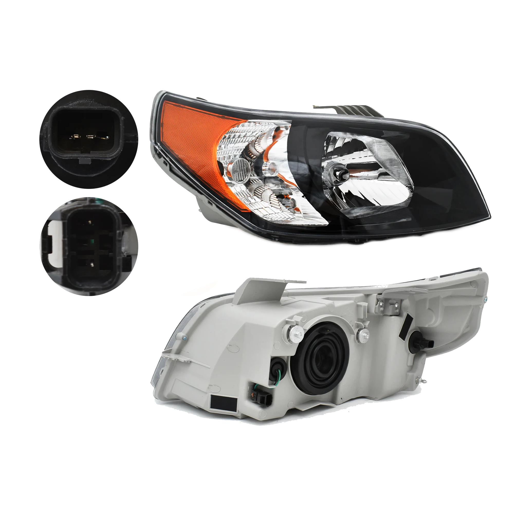 Faro Derecho Chevrolet Aveo 2012–2017 Fondo Negro sin cuarto lateral