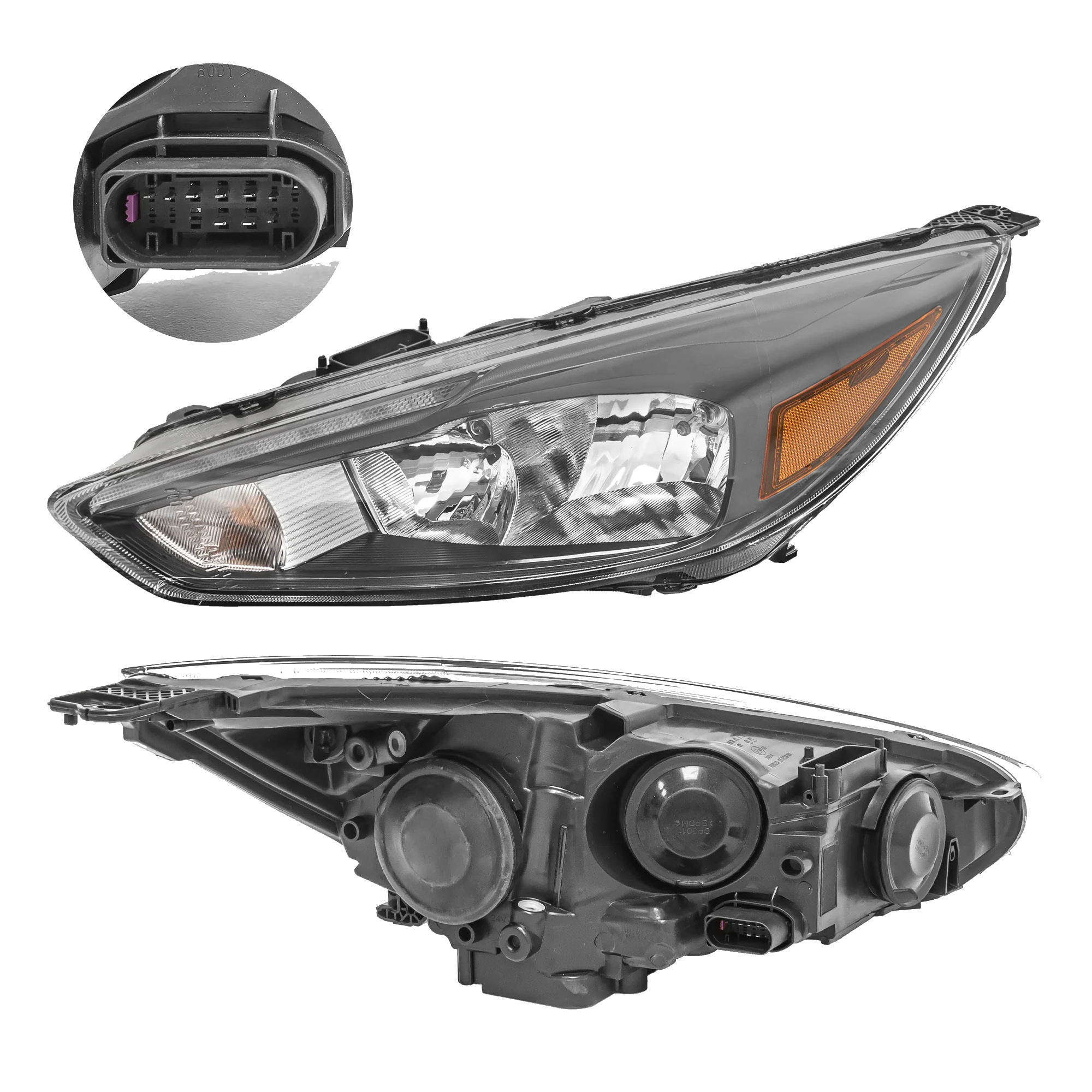 Faro Izquierdo Ford Focus 2015–2017 Con luz de dia Led Fondo Negro