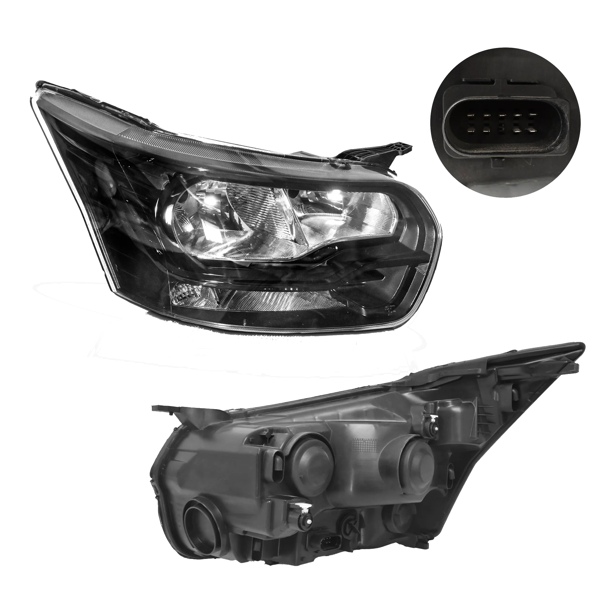 Faro Derecho Ford transit van 2014–2017 Fondo Negro