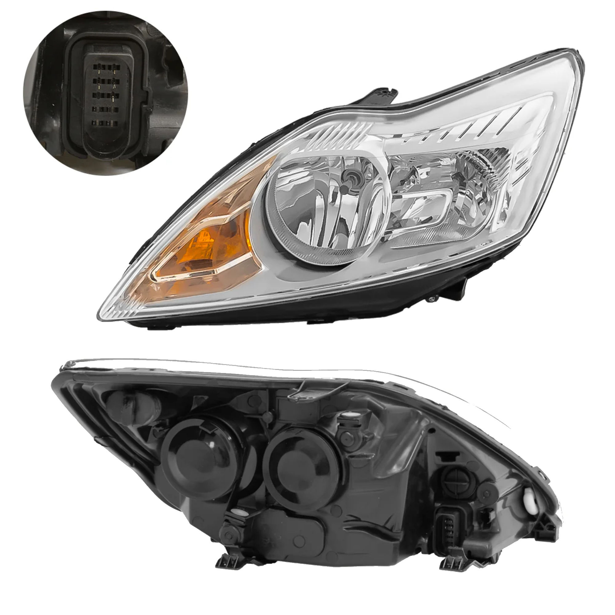 Faro Izquierdo Ford Focus 2009–2011 Fondo Cromado Con foco