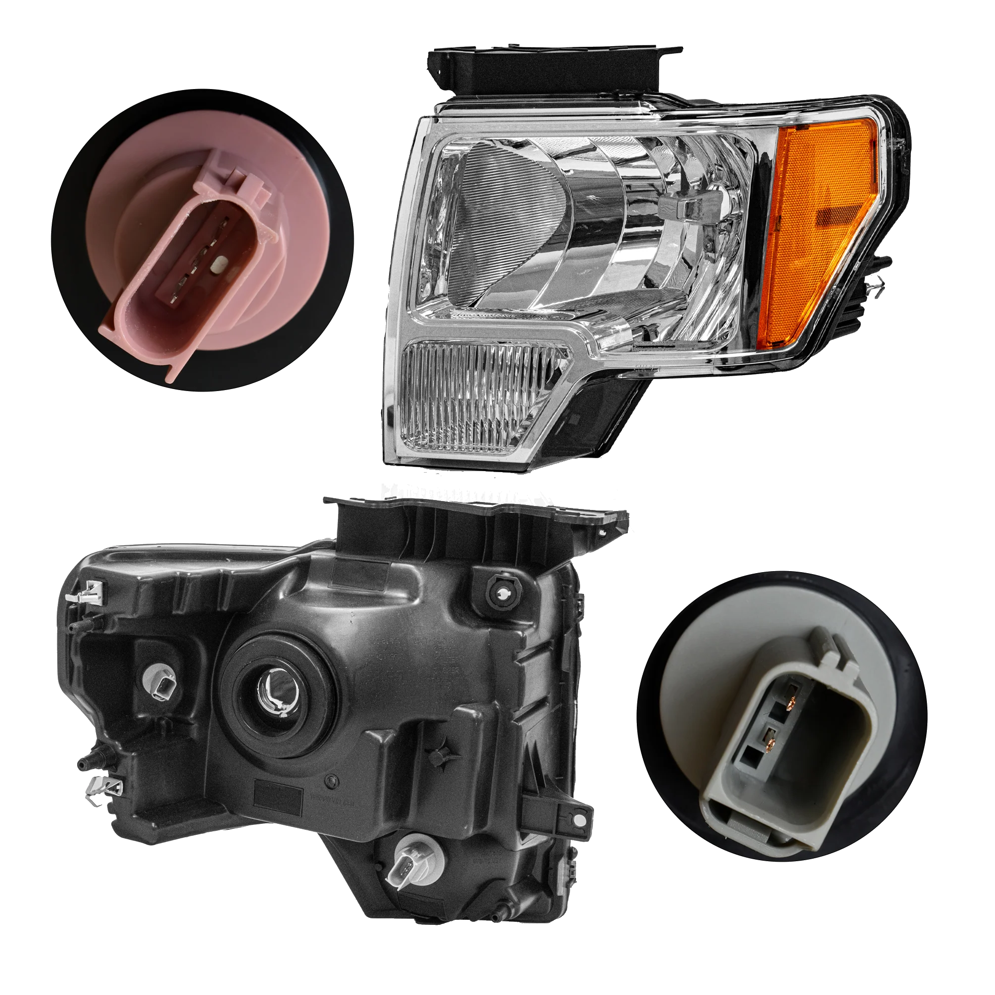 Faro Izquierdo Ford Lobo F150 2009–2014 Fondo Cromado