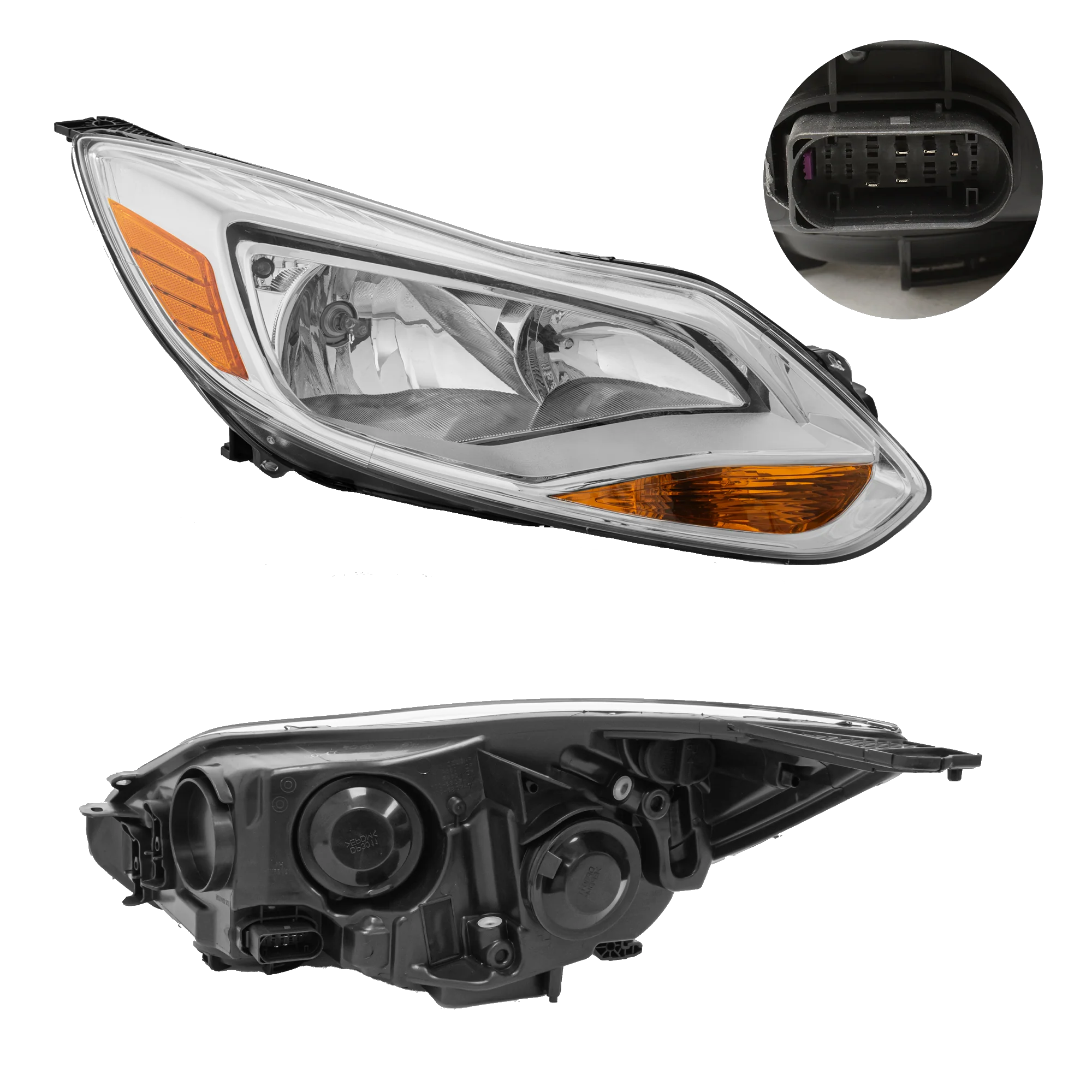 Faro Derecho Ford Focus 2012–2014 Fondo Cromado
