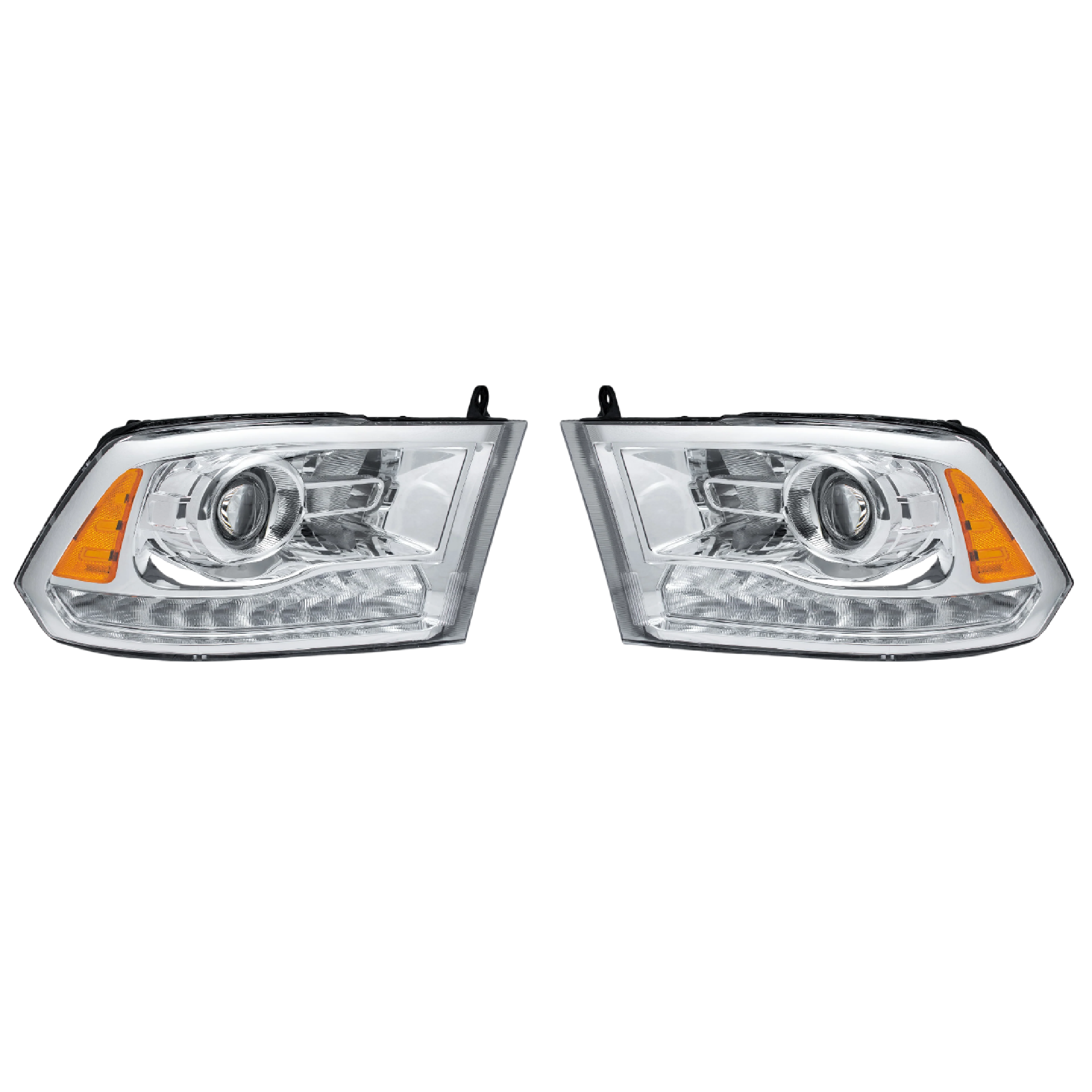 Par Faros Dodge Ram 2009–2023 Con lupa Con luz de dia Fondo Cromado