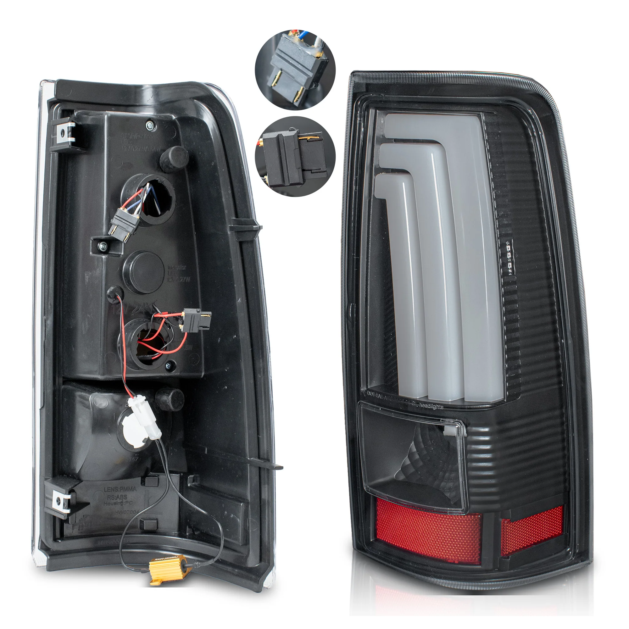 Par de Calaveras Chevrolet Silverado Cheyenne 1999-2002 LED Negras