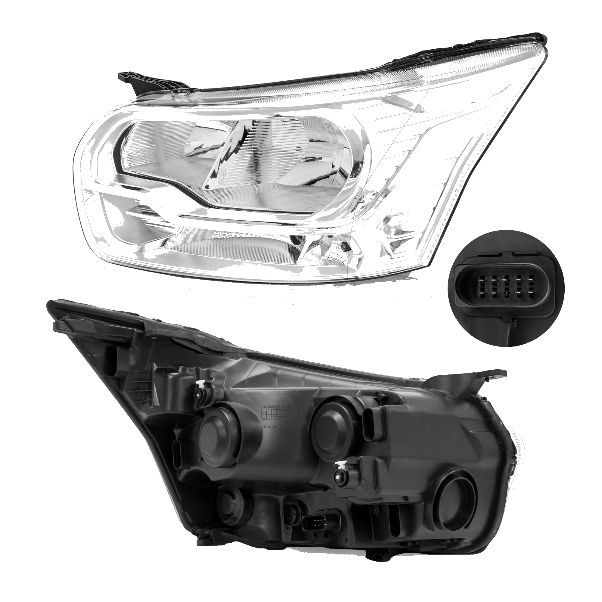 Faro Izquierdo Ford transit van 2014–2017 Fondo Cromado