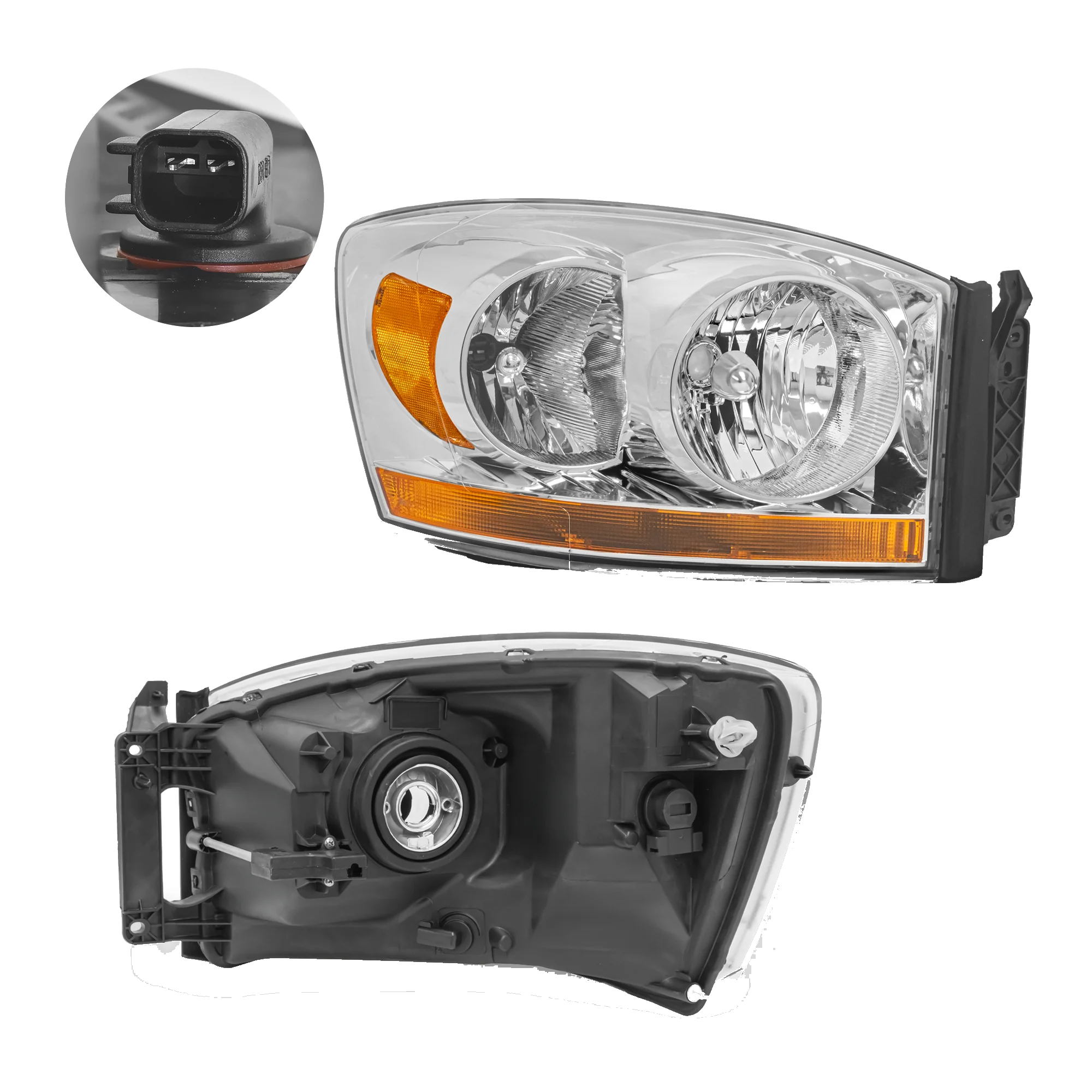 Faro Derecho Dodge Ram 2006–2008 franja naranja