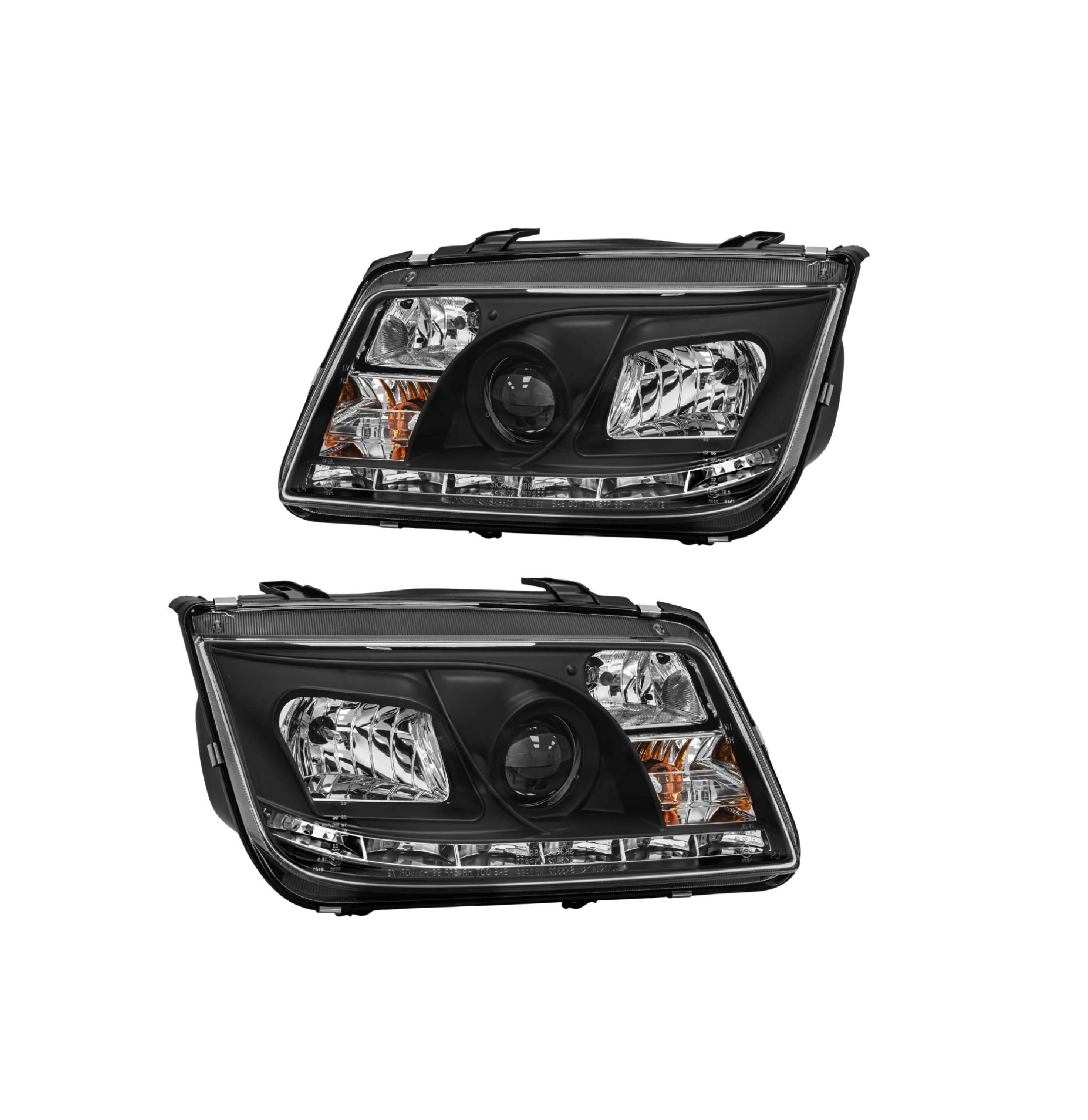 Par faros Volkswagen Jetta A4 1999–2007 Con Lupa Tira Led