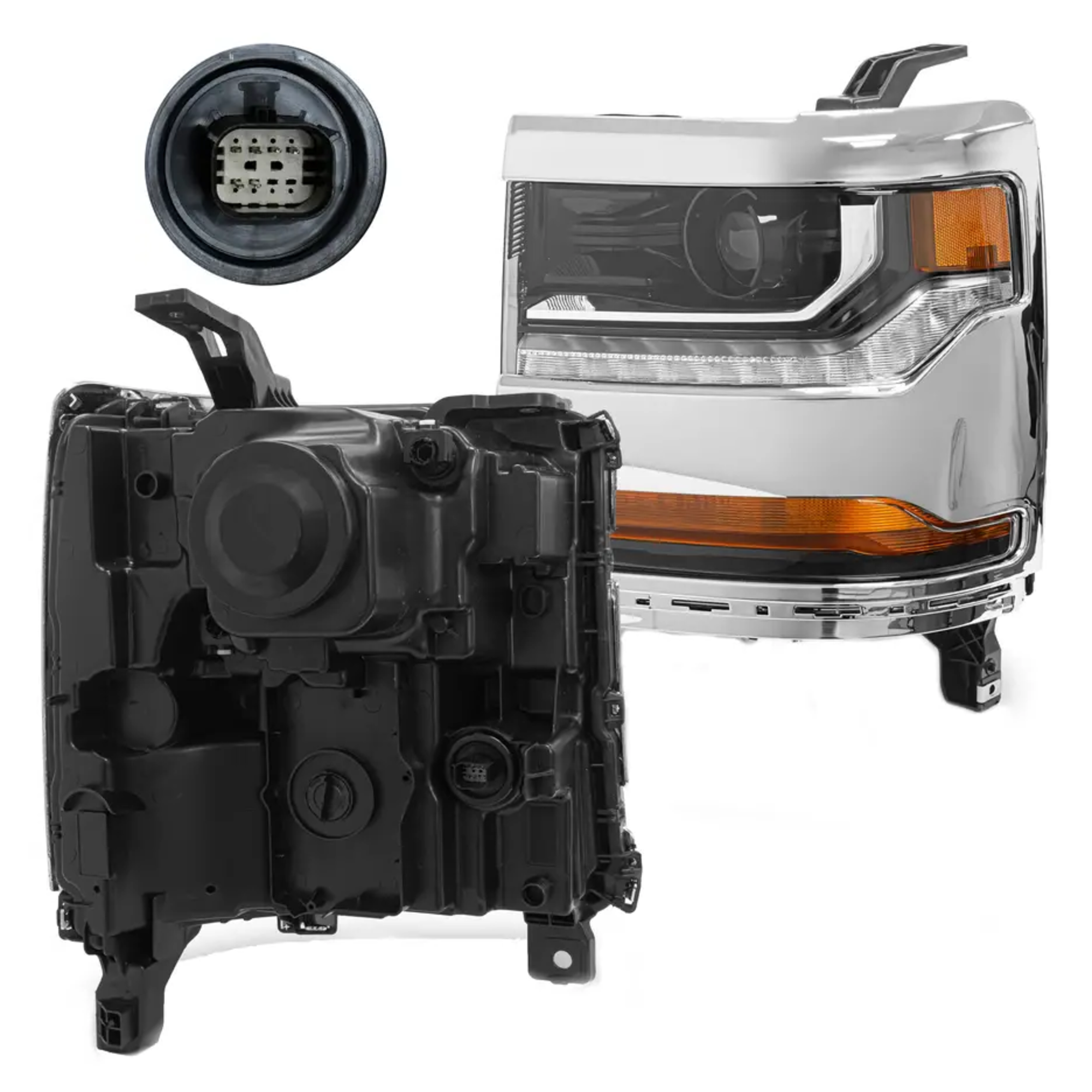 Faro Izquierdo Chevrolet Silverado cheyenne 2016–2018 Para Xenon bisel Fondo Cromado
