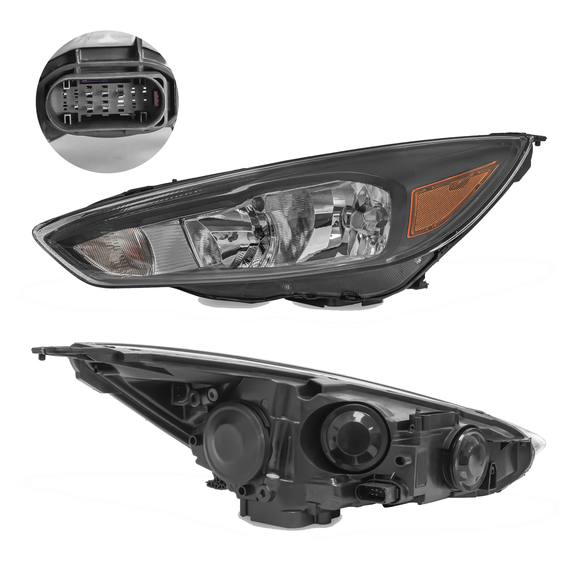 Faro Izquierdo Ford Focus 2015–2017 Sin luz de dia Fondo Negro