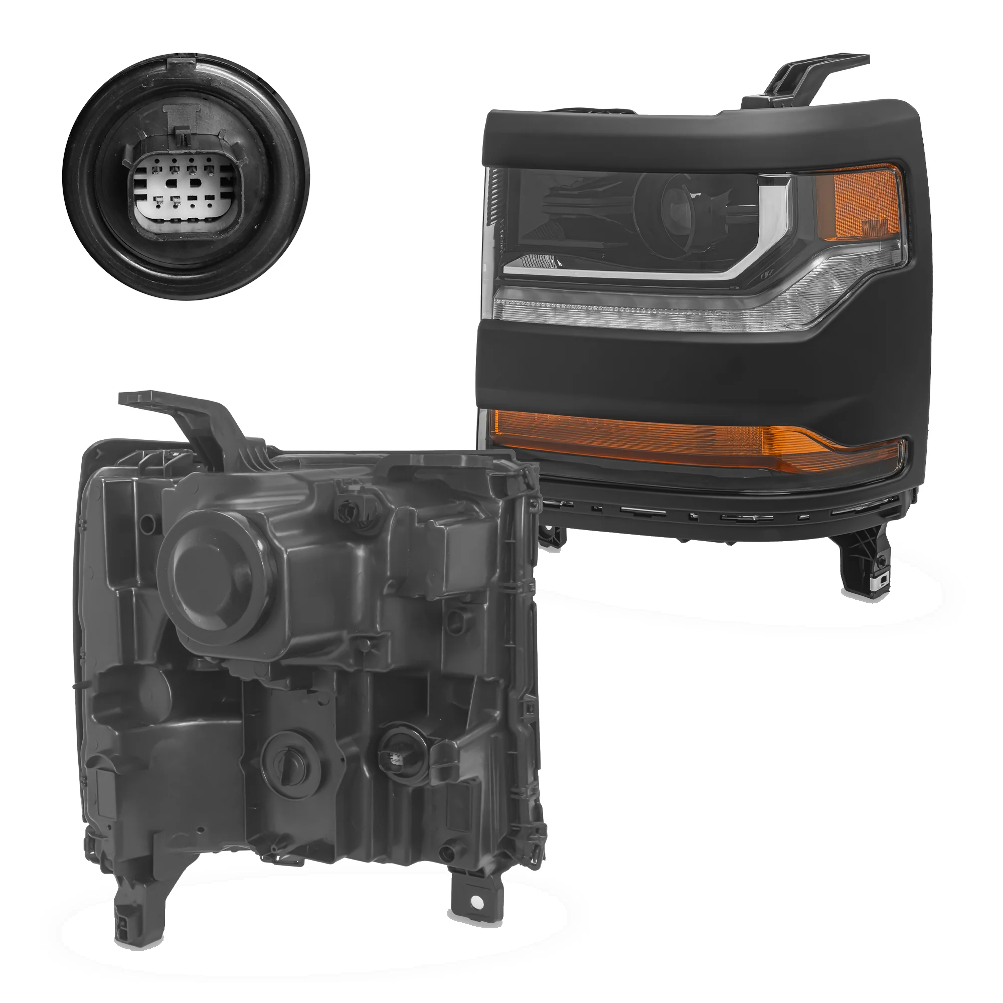 Faro Izquierdo Chevrolet Silverado cheyenne 2016–2018 Para Xenon bisel Fondo Negro