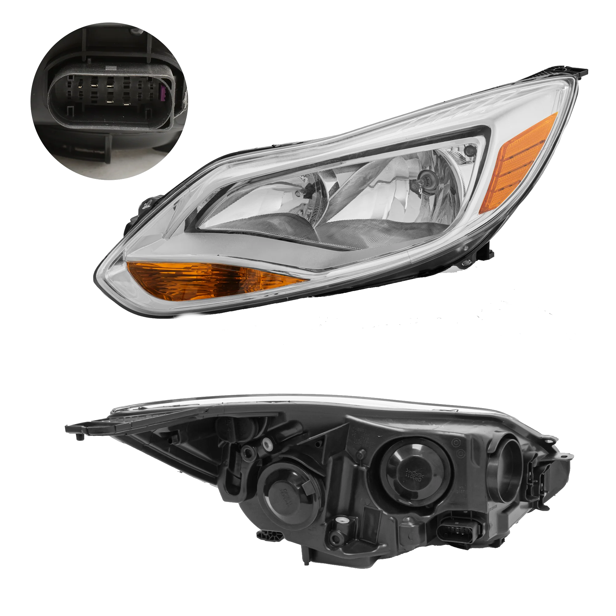 Faro Izquierdo Ford Focus 2012–2014 Fondo Cromado