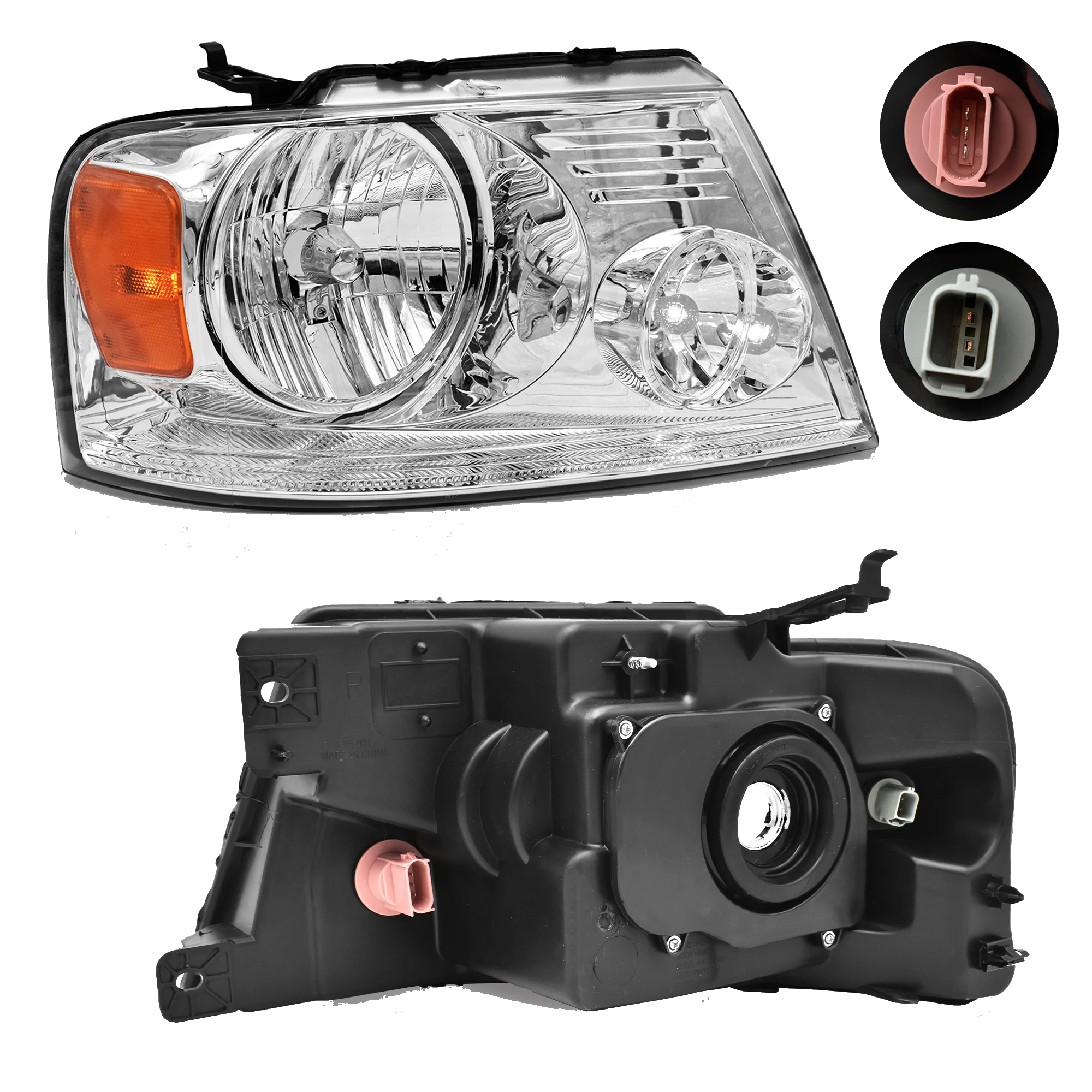 Faro Derecho Ford Lobo F150 2004–2008 Fondo Cromado