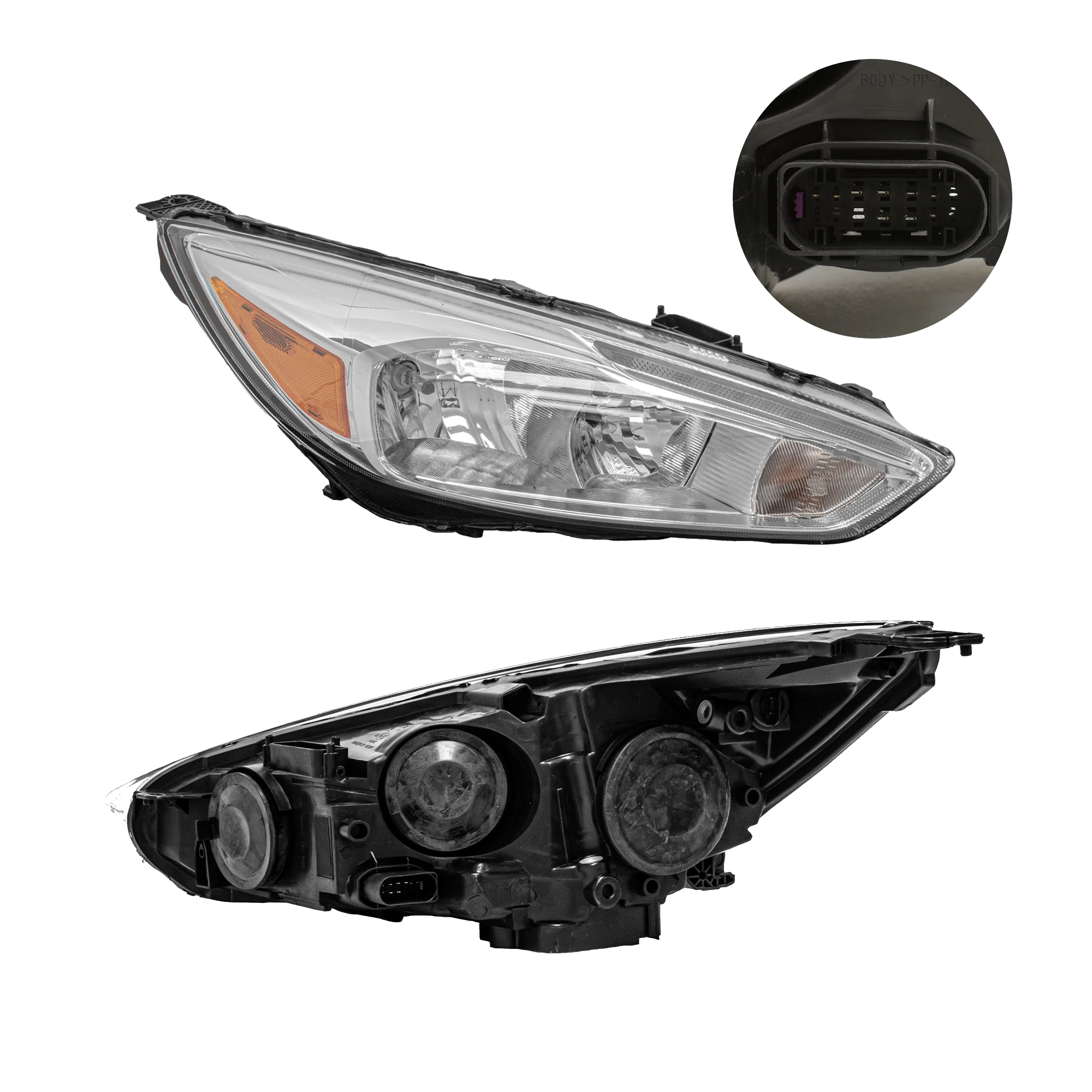 Faro Derecho Ford Focus 2015–2017 Con luz de dia Led Fondo Cromado