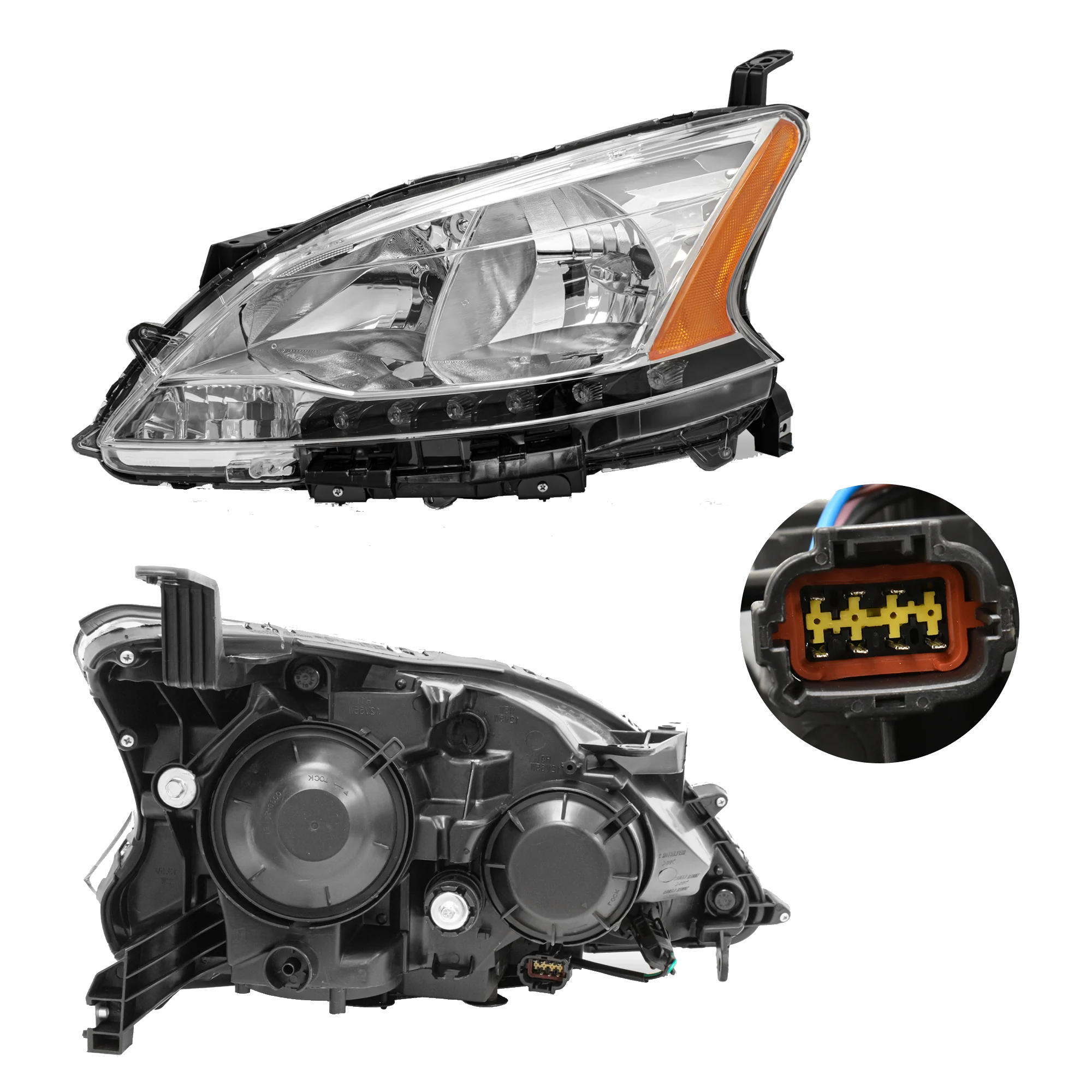 Faro Izquierdo Nissan Sentra 2013–2016 sin cuarto lateral, Con luz de dia