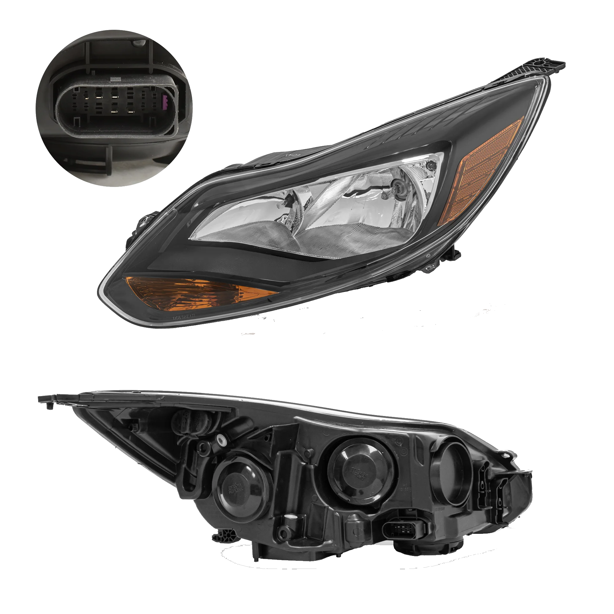 Faro Izquierdo Ford Focus 2012–2014 Fondo Negro Con foco