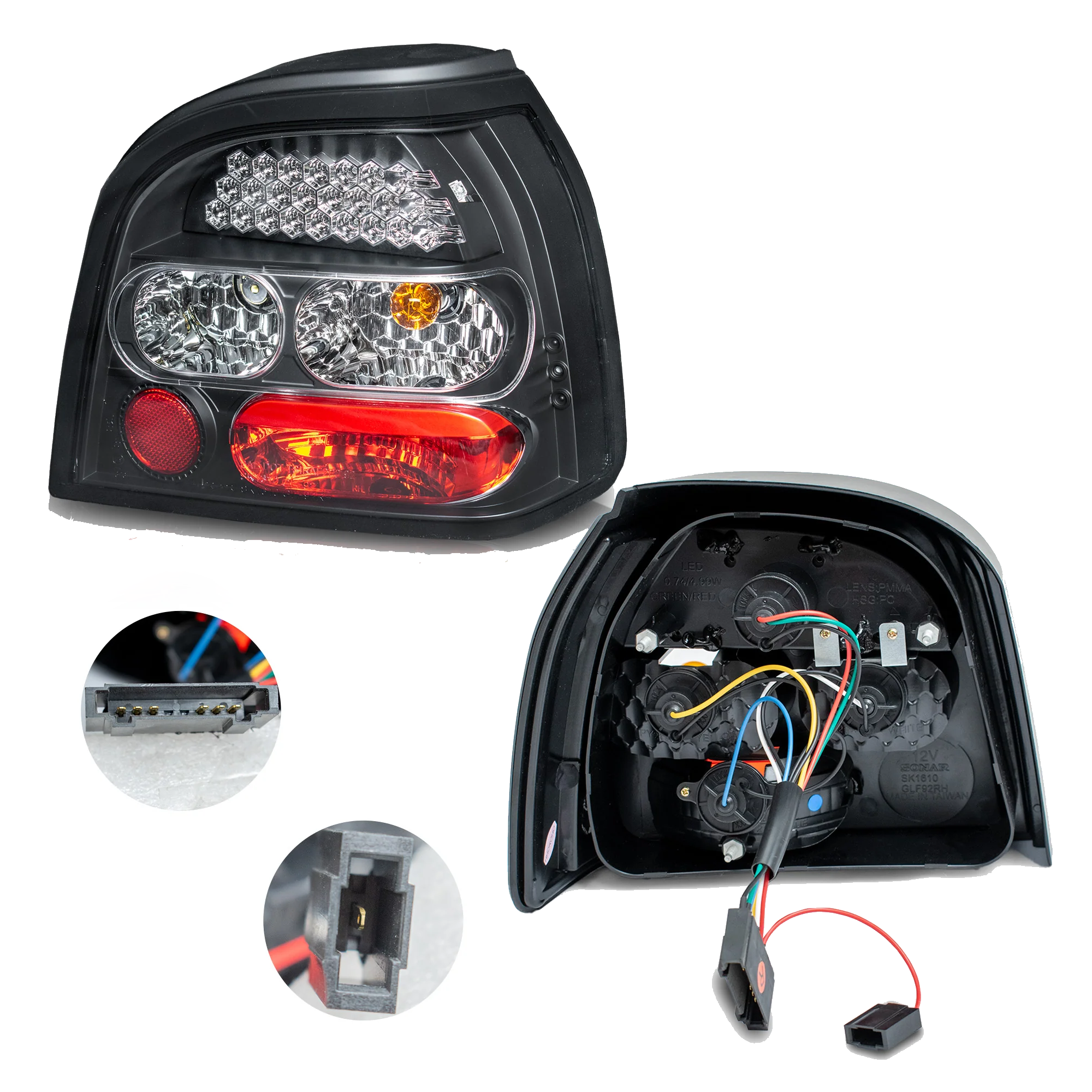 Par de Calaveras Volkswagen Golf 1993-1999 LED Negras