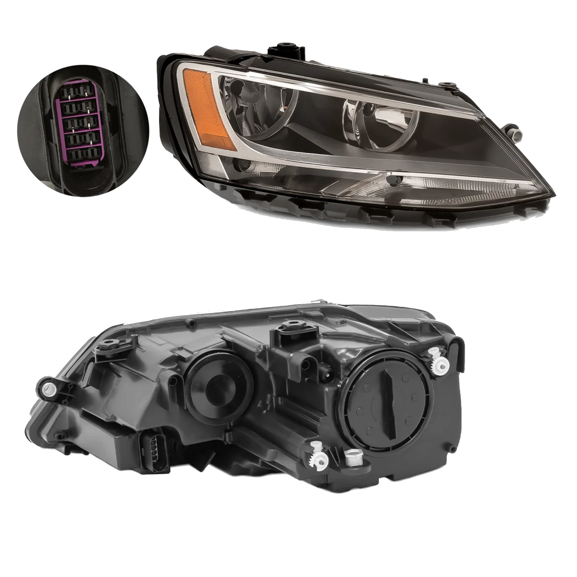 Faro Derecho Volkswagen Jetta bicentenario 2011–2018 para 2 cuartos