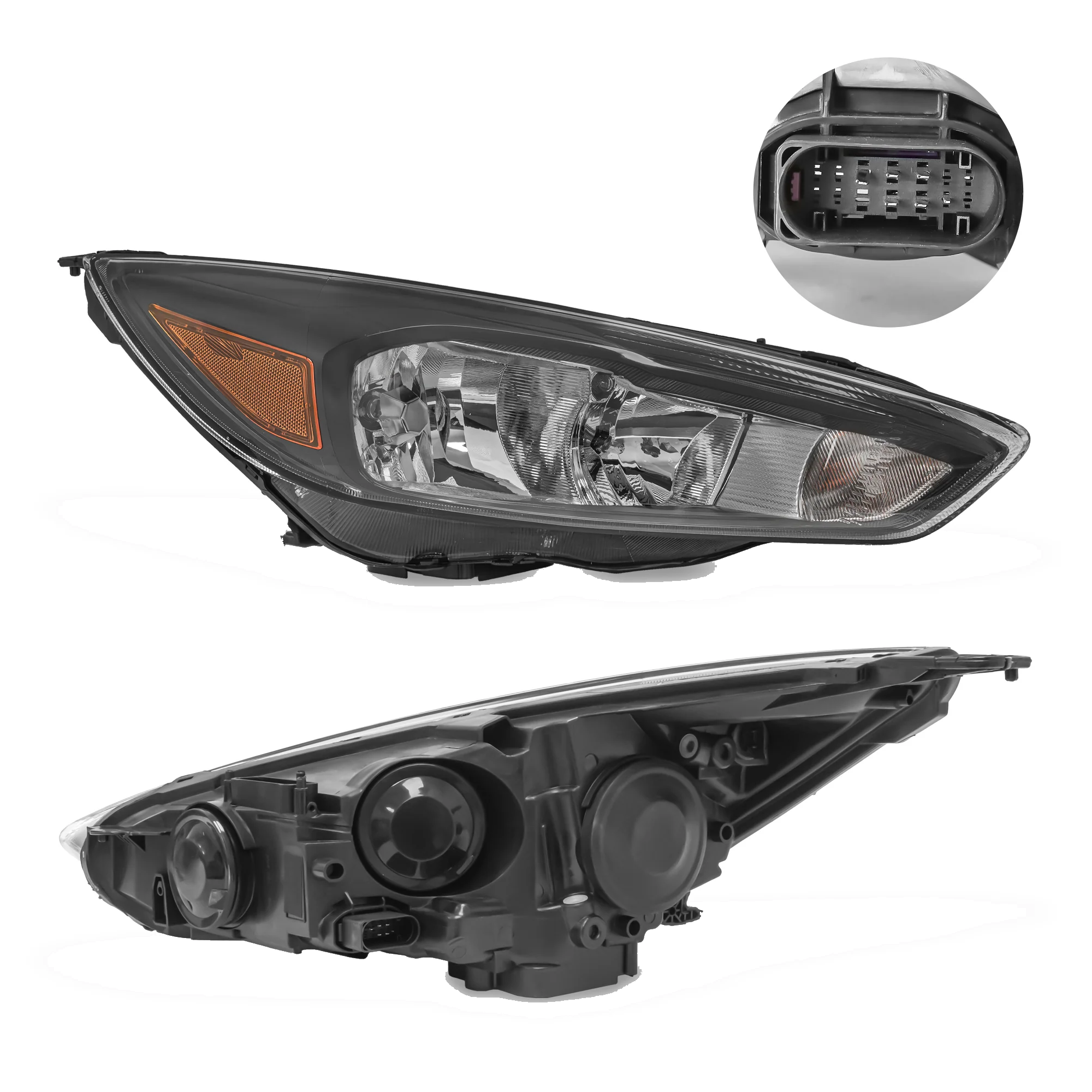 Faro Derecho Ford Focus 2015–2017 Sin luz de dia Fondo Negro