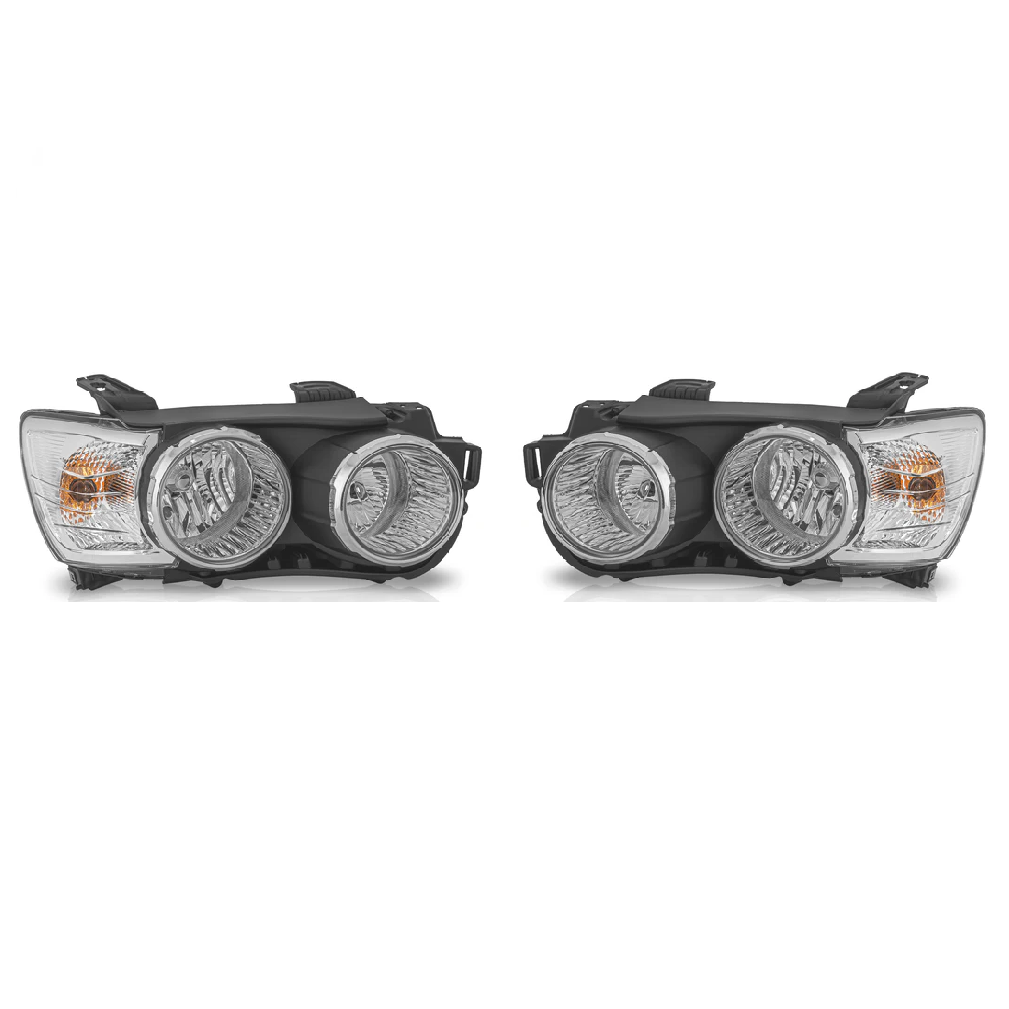 Par Faros Chevrolet Sonic 2012–2016 Con aros Cromado sin reflejante